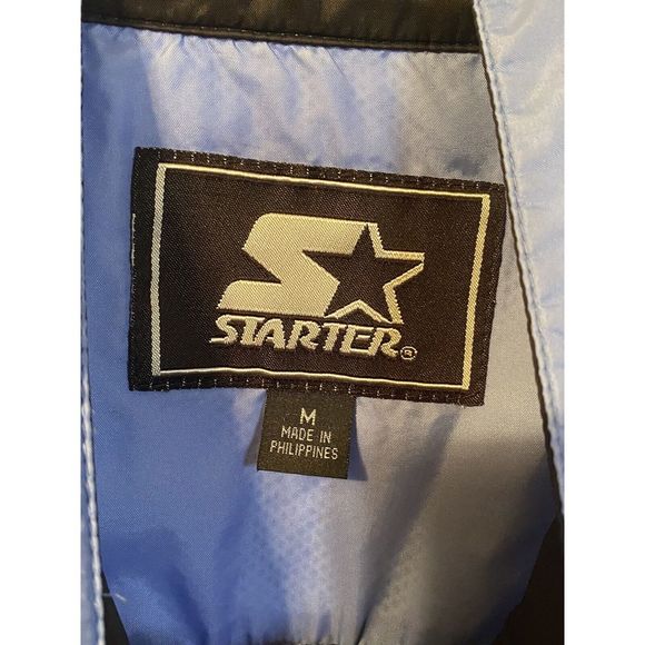 Y2K Starter Adult Sz Med‎ Windbreaker 1/4 Zip Popover Jacket Blue Hooded - Picture 6 of 11